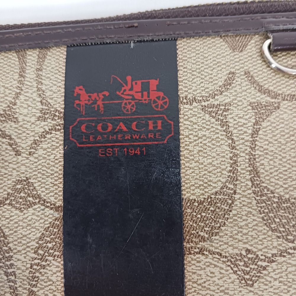 Coach Zip Around Wallet Womens OS Brown Good Signature C Monogram Stripe